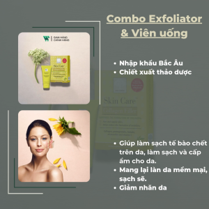 Combo New Nordic Gentle Face Exfoliator [75ml] & Viên uống Skin Care Collagen Filler [60v]: Giảm nhăn da giúp da mềm mại sạch sẽ.