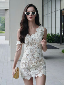 Elegant Lace Embroidered Dress Slender