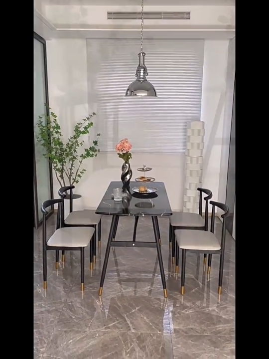 Solid Wood Dining Table Set with Chair 120*60CM Modern Simple ...