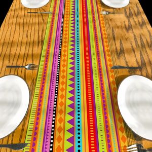 Mexican Festival Table Runner 1-Piece Washable Family Dining & Party Rectangular Table Runner