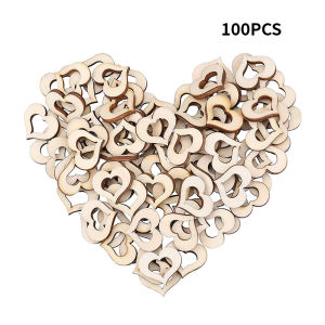 YOMDID 100Pcs Creative Rustic Wood Wooden Love Heart Wedding Table Scatter Decor Confetti Slices Crafts DIY Party Decoration