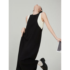 XIAODADEHUA | Faux Layered Sleeveless Casual Dress