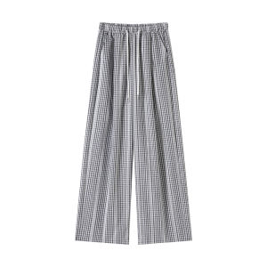 MiiOW | High Waist Wide Leg Pants Womens Spring Summer Blue Stripes Plaid Loose Slim Straight Casual Sports Trousers MiiOW Cat Person