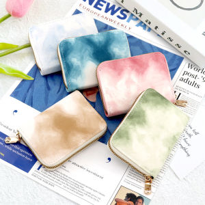 กระเป๋าใส่บัตรแบบมินิปีย่องแบบพับได้สำหรับผู้หญิง กระเป๋าใส่เหรียญแบบมีซิปหลายช่อง กระเป๋าใส่บัตรแบบเรียบง่าย วัสดุ PU ขนาดเล็ก