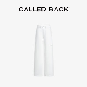 CALLED BACK | Womens Cotton Wide Leg Straight Jean Pants White Ripped