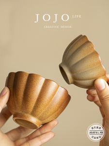 JOJOS Charcoal Petal Tea Cup Owner Cup Home Use Coarse Ceramics Handmade Chinese Style Tea Set High Temperature Burned