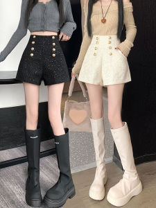 Quần Short Ống Rộng Cạp Cao Thường Ngày Cho Nữ Mùa Thu Đông Phong Cách Hàn Quốc Quần Nỉ Rộng Rãi Thoải Mái