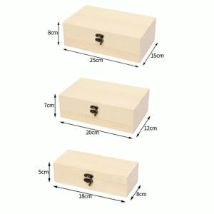 Wooden Storage Box Jewelry Box DIY Hand Decoration Party Supplies Pine Wood S/M/L Storage Wooden Box