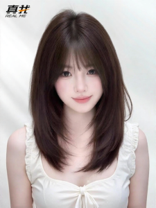 REAL ME | Real Human Hair Air Bangs Layered Wig for Bald Women