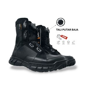 Caanggo C-74p Sepatu Tali putar TACTICAL Kulit Black POLICE