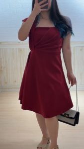 4955 Ernity One Shoulder Scuba Midi Dress Pesta Wanita