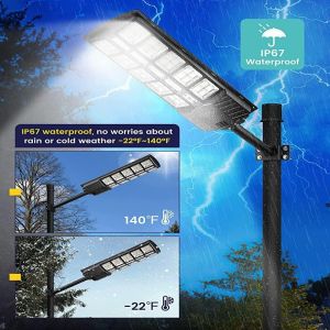 A&A A A Durable Solar Lights - 1500W 2000W 2500W 3500W Commercial Solar Street Lights with Motion Sensor 6000K Dusk to Dawn Solar Flood Lights IP67 Waterproof Outdoor Parking Lot Lighting for Courtyards and Playgrounds