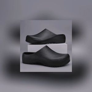 รองเท้าเชฟสำหรับผู้ชาย ใส่สบาย กันน้ำและน้ำมัน สีพื้น ดีไซน์สวม พร้อมพื้นยางกันลื่น ทนทาน