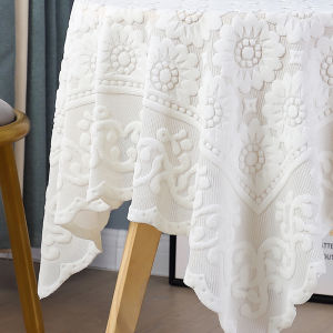 American Country Style round Tablecloth Small Lace Hollow out Design for Home Use Rectangular Dining Table Coffee Table Decor