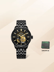 Christmas Gift Rarone Mechanical Mens Watch Business Style Hollow out Design Stainless Steel Band Waterproof 5ATM for Boyfriend