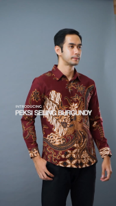 Batik Handara - Peksi Seling Burgundy Kemeja Pria Furing Erro