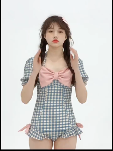 LALUNA SWIM ชุดว่ายน้ำบอดี้สูท ชุดว่ายน้ำน่ารัก ชุดว่ายน้ำขาสั้ั้นผู้หญิง มีไซต์ M-XL | น้ำหนัก 40-65 กก. BK-286