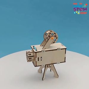 Mô hình STEM gỗ: Bộ Lắp Ráp Máy Chiếu DIY + 24 màn chiếu. Đồ chơi giáo dục khoa học sáng tạo dành cho bé. STEMSANPI