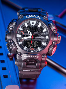 SMAEL | Military Watch Sport Waterproof 50M Stopwatch Analog Digital Wristwatches Week Display Alarm Clock 8053 Digital Watches Mens