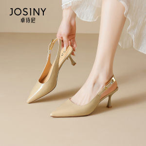 Josiny | Buckled Toe Summer Sandals For Women White Thin Heels