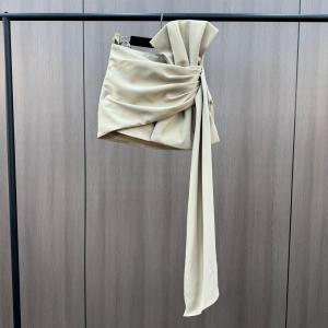 Design Sensation Small Audience French Elegance Grapefruit MM2025 Spring Summer Gored Skirt Wrap around Butterfly Knot Sash Bodycon Mini Dress