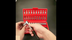 Rhain ชุดประแจขันน็อต 46 ชิ้น 1/4 นิ้ว กล่องเครื่องมือ มอเตอร์ไซค์ ประแจขันน็อต อุปกรณ์ซ่อมอเนกประสงค์ในบ้าน ชุดซ่อม