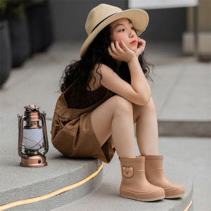 Adorable Japanese Style Childrens Rain Boots Waterproof Bear Design Outdoor Shoes for Boys And Girls Toddler to Teen Size