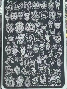 เครื่องมือตกแต่งเล็บแบบมีโครงกระดูกและภาพทิวทัศน์ที่สวยงาม แผ่นโลหะสำหรับการสกรูด แหล่งกำเนิดสินค้าจีนแผ่นดินใหญ่