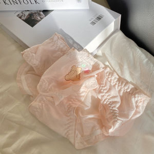 Mibao Ice Cream Cute Bear Mesh Ultra Thin Quick Dry Lace Cartoon Sweet Girl mid Low Waist Underwear Nylon Fabric Cartoon Pattern