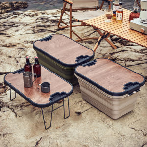 L67 32L Camping Box Picnic Basket Table Set Outdoor Sports Storage Crate Portable Cooler Bucket L