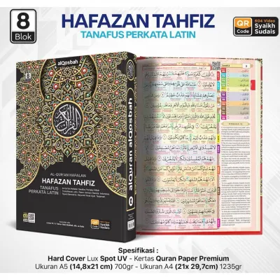 Alquran A5 Hafazan Tahfiz 8 Blok Terjemah dan Latin Perkata Alqosbah