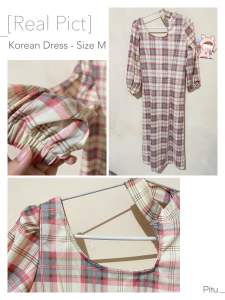 NEW Korean Dress unik motif kotak kotak
