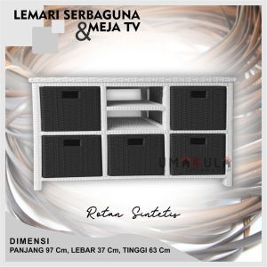 LEMARI RAK LACI 6 SET BOX MINI WARNA WARNI ROTAN SINTETIS MURAH / MEJA TV DVD DAN PS / PENYIMPANAN BAJU ANYAMAN / TEMPAT BERKAS MINIMALIS TERMURAH 2023