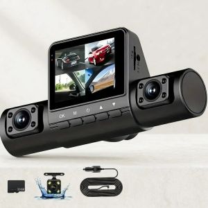 Camera Hành Trình 4 Ống Kính Full HD 1080P Màn Hình IPS Góc Rộng Ghi Hình Vòng Lặp Camera Ô Tô Ghi Hình Phía Trước Bên Trong Phía Sau