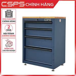 Tủ Dụng Cụ CSPS 61cm - 04 Hộc Kéo Màu Xanh Dương Kèm Ván Gỗ Kèm Chân Tăng Chỉnh