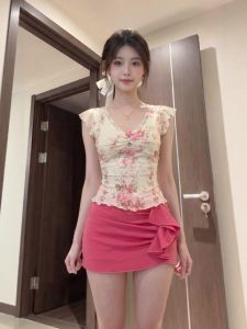 Retro Style Unique Print Top and Skirt Two-piece Set Summer