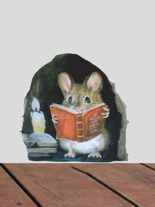 3Pcs 3D Mouse Hole Wall Stickers Mouse Reading Book Wall Decals Waterproof Funny Nursery Bedroom Wall Art Decor