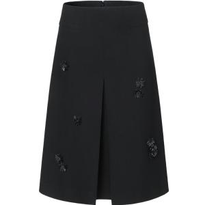 TAMMY TANGS | กระโปรงยาวปานกลางประดับลูกไม้ประดับเพชรเทียมระดับไฮเอนด์สำหรับผู้หญิง กระโปรงทรงเอสีพื้น ทรงเอ ทรงเข้ารูป ฤดูใบไม้ร่วง 2025