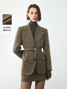 เสื้อสูทผู้หญิงขนสัตว์แท้ฤดูหนาว LANCY from 25 สไตล์ย้อนยุค ทรงเข้ารูป เสื้อโค้ททรงหลวม สไตล์เก๋ไก๋และหรูหรา