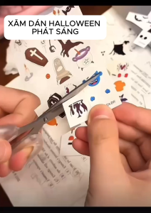 284 Hình Xăm HALLOWEEN Dạ Quang PHÁT SÁNG Miếng Dán Tattoo Lễ Hội Hoá Trang Bí Ngô Kẹo Nhện Dơi Mèo