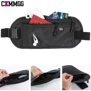RFID Blocking Money Belt for Travel -Hidden Anti-Theft Passport Wallet & Slim Fanny Pack - Secure Waist Pouch for Cash Cards