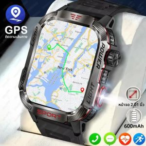 2025 ใหม่ไฟฉาย LED สมาร์ทนาฬิกาผู้ชายบลูทูธกันน้ํา 600mAh แบตเตอรี่ขนาดใหญ่ Smartwatch Heart Rate Monitor สมาร์ทนาฬิกา