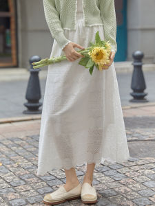 White Lace A-Line Mini Midi Skirt High Waist Slimming Design French Style Half Body Skirts for Women Autumn Fashion 2023