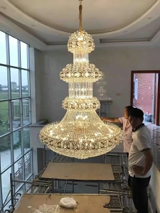 ❤️Kristal K9&termasuk bohlam❤️ Lampu Hias Gantung Kristal 120*180cm/100*150cm 3/4Layer 3 Warna Mewah crystal Chandelier Garansi Lampu Ruang Tamu mesjid Lampu Tangga Loft Dekorasi Pernikahan Wedding Hotel Villa cbl