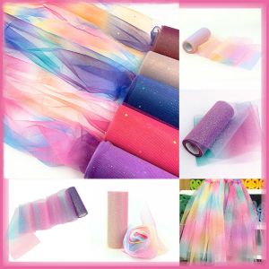 Breathable Sparkle Tulle Net Fabric Rainbow DIY Material for Baby Stroller Wedding Decor & Storage Bags Wholesale 10 Yards
