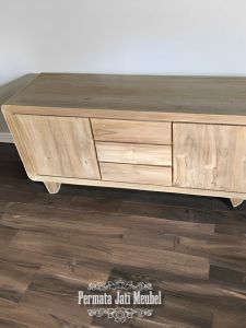 Buffet Tv kayu jati minimalis elegan model 2 pintu 3 laci