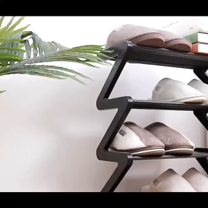 1pcs Z-Shape 4-Layer Tier Foldable Shoe Rack Stackable Stainless Steel Colorful & Space-Saving Storage