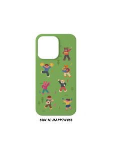 Adorable Green Animal Music Festival Illustration Phone Case for  17PROMAX 16PLUS 15Mini Personalized Protective Shell