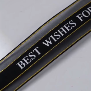 Gold Edge Printed Organza Ribbon 2.5CM 45Yards for Flower Bouquet Gift Wrapping Wedding Decoration