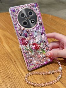 Luxurious Rose Diamond Encrusted Full Cover Camera Phone Case for Huawei Enjoy 70 pro Bracelet Design Shockproof Eco-friendly